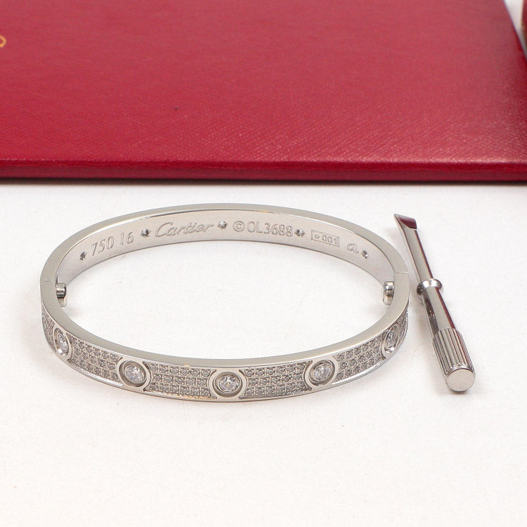 CB107  Hot sale 316L Fashion Stainless Steel bracelet&bangle with full cz bangle for woman size