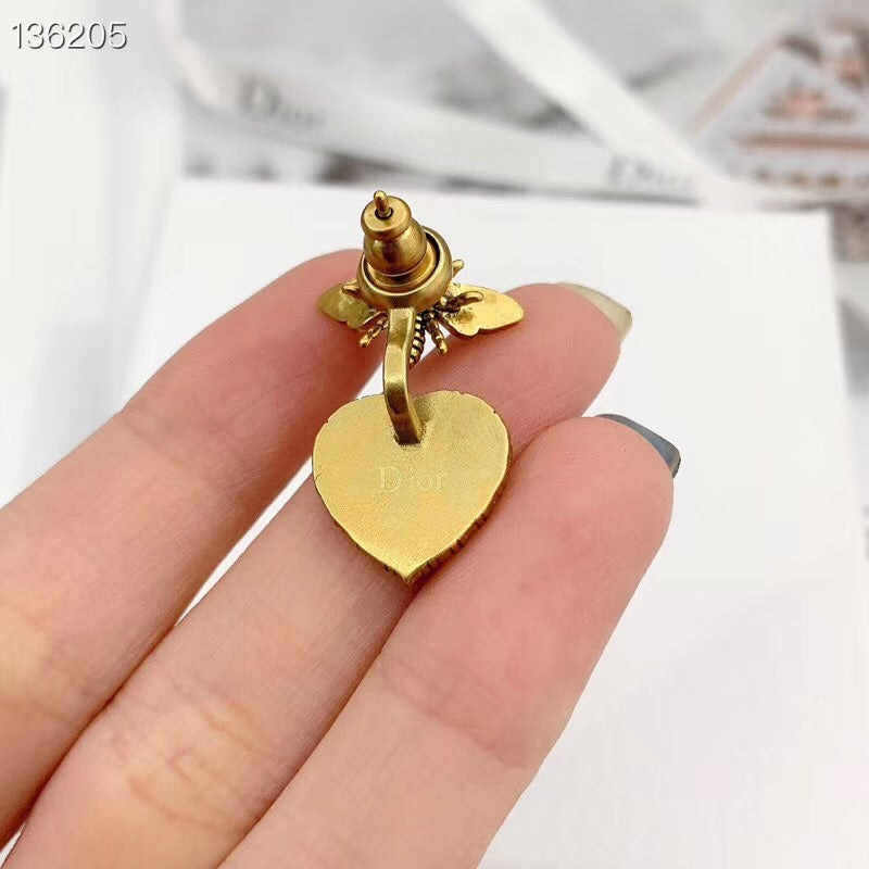 DR-24  Fashion  Brand Stainless Steel Peach heart Jewelry Design Stud Earring For Women Gold Earrings