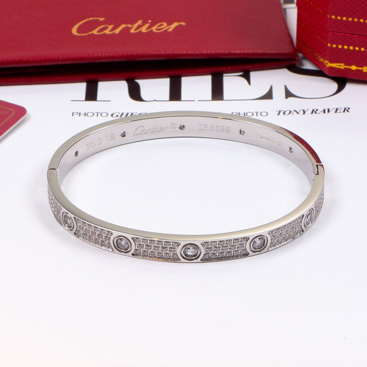 CD2 Titanium steel Men women  bracelets with full CZ silver rose gold bangle with dust bag