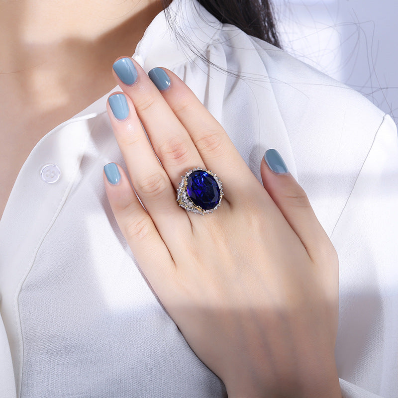 HEM21 New arrive Sapphire Ring Cz ring for woman jewelry  Ladies Ring Center Stone 15*20