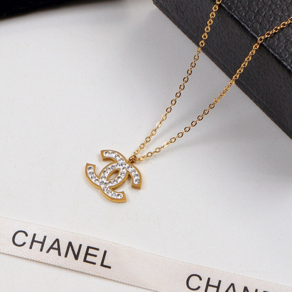 CN89  Titanium steel  Hot sale fashion Necklace for woman rose gold  color jewelry  for woman gift