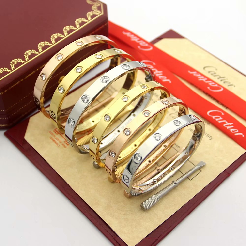 BC150 Hot sale 316L Fashion Stainless Steel bracelet&bangle with 10 stones and with screwdriver with dust bag