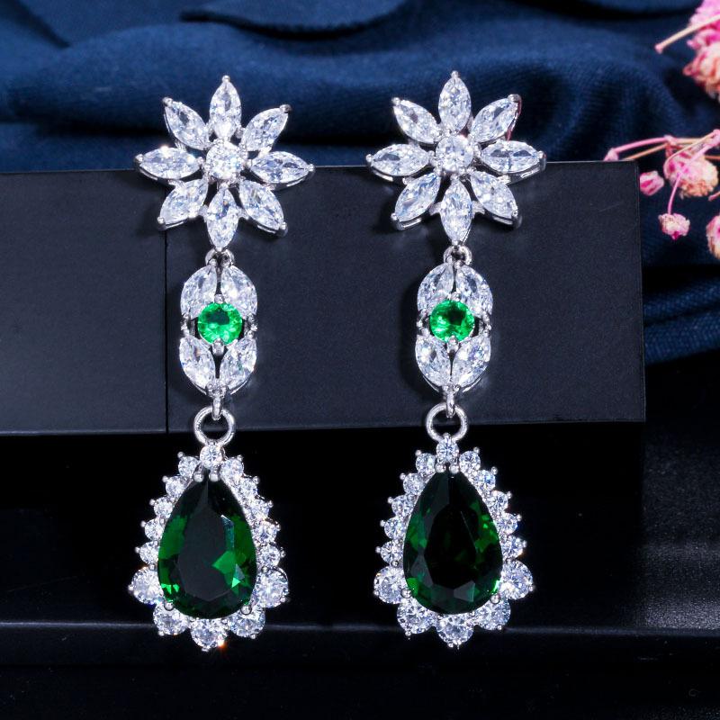 LEM36 Fashionable New High-quality Crystal Flower Earrings Anti Allergy Jewelry Women's jewelry Versatile Long Water Earrings