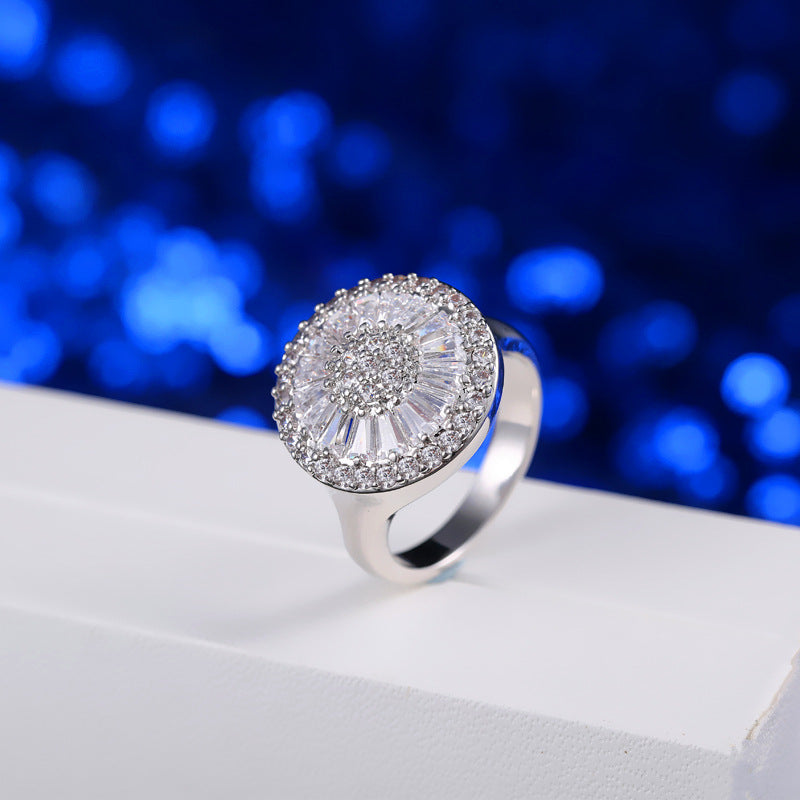 Hot sale Fashion full cz Ring Luxury High Quality Crystal Bridal Ring for women Jewelry Christmas gifts