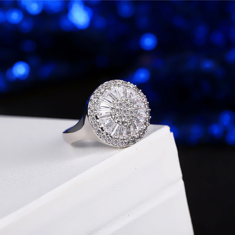 Hot sale Fashion full cz Ring Luxury High Quality Crystal Bridal Ring for women Jewelry Christmas gifts