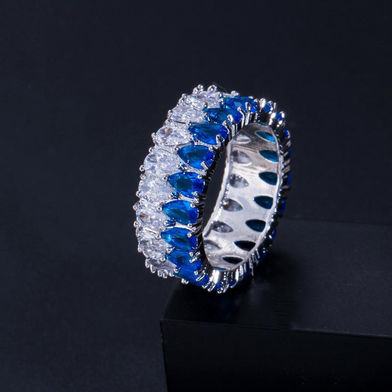 Hot sale New Fashion Double Row Water love Ring for woman High Quality Crystal Super Flash Ring Accessories for women jewelry