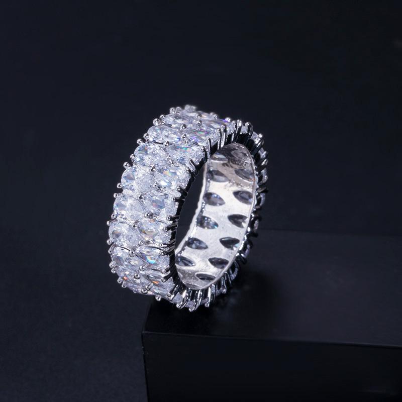 Hot sale New Fashion Double Row Water love Ring for woman High Quality Crystal Super Flash Ring Accessories for women jewelry