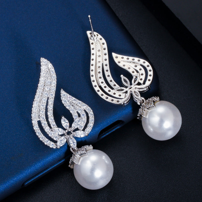 Lem02 New Fashion Shell Pearl Earrings Environmental Protection Copper Beautiful Crystal Anti Allergy For Women Jewelry