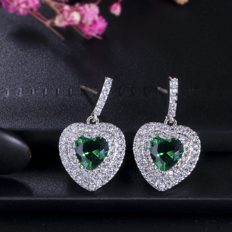 Lem04 Hot Sale Fashion Heart Shaped Earrings 925 Pure Silver High Quality Luxury Crystal Earrings For Women Jewelry