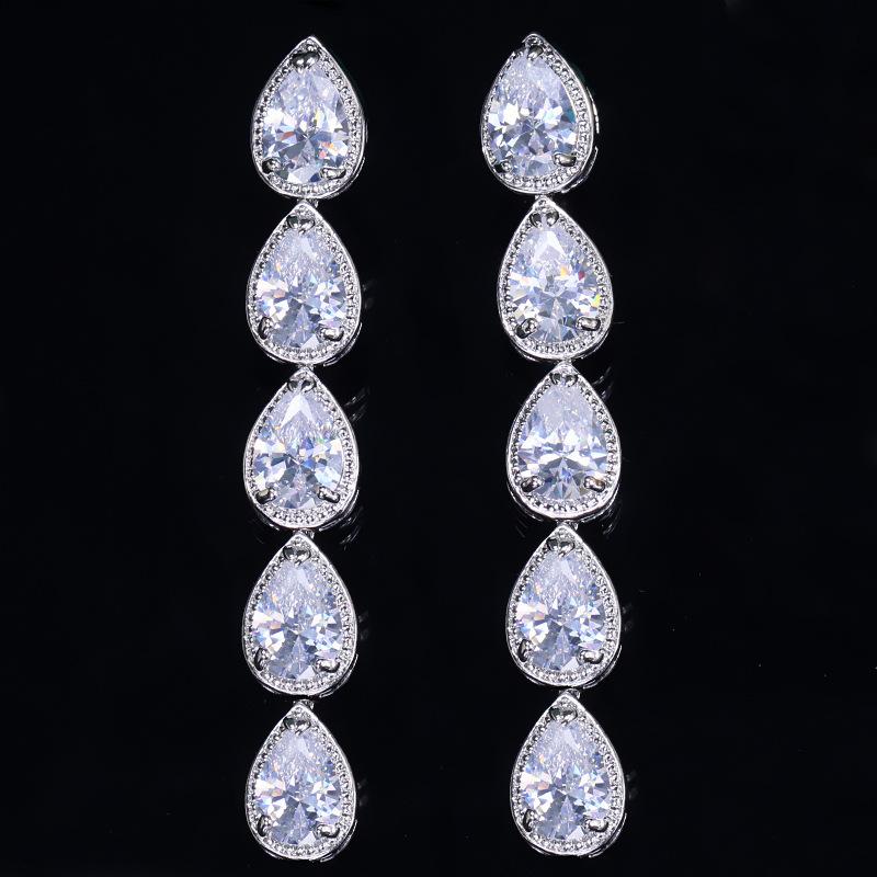 DEM87 Simple Fashion Earrings Long Water Earrings for woman Luxury Super Glitter Crystal Beautiful Earrings For Women Jewelry