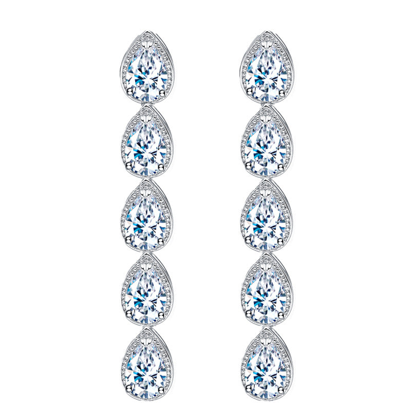 LEM53 Simple Fashion Earrings Long Water Earrings Luxury Super Glitter Crystal Beautiful Earrings For Women Jewelry