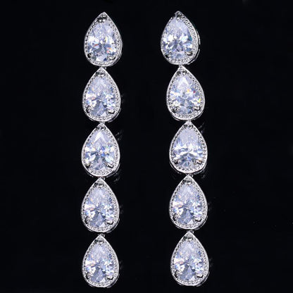 LEM53 Simple Fashion Earrings Long Water Earrings Luxury Super Glitter Crystal Beautiful Earrings For Women Jewelry