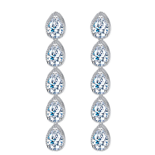 DEM87 Simple Fashion Earrings Long Water Earrings for woman Luxury Super Glitter Crystal Beautiful Earrings For Women Jewelry