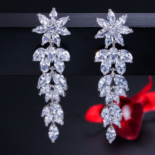 CEM10 New Fashion, High Quality Flower Earrings, Super Flash, Beautiful Crystal Earrings For Women's Jewelry