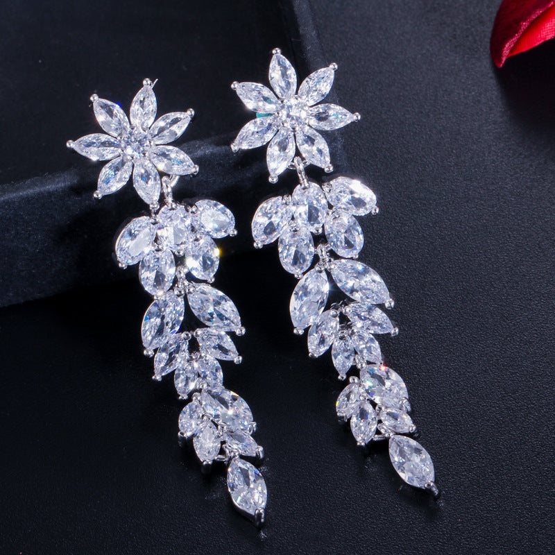 CEM10 New Fashion, High Quality Flower Earrings, Super Flash, Beautiful Crystal Earrings For Women's Jewelry