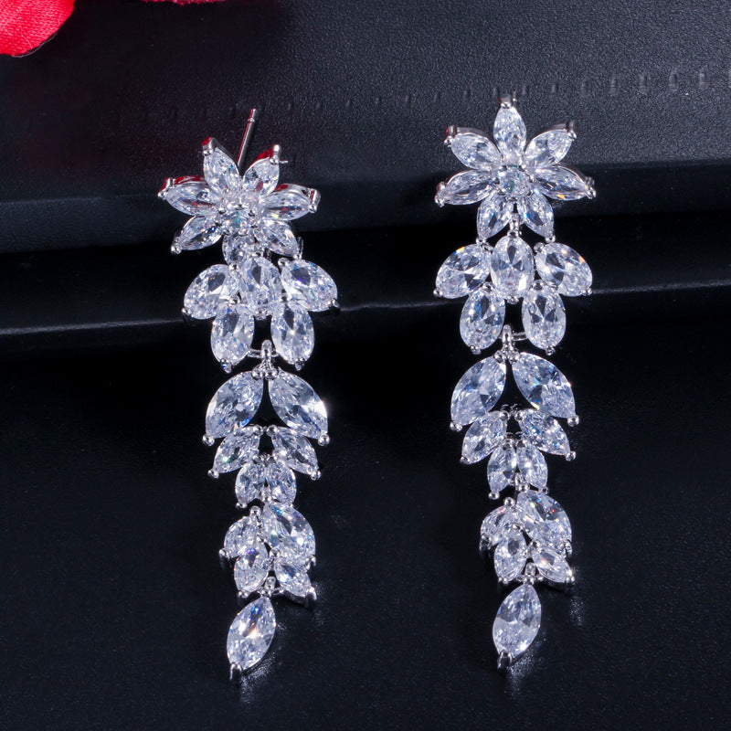 CEM10 New Fashion, High Quality Flower Earrings, Super Flash, Beautiful Crystal Earrings For Women's Jewelry