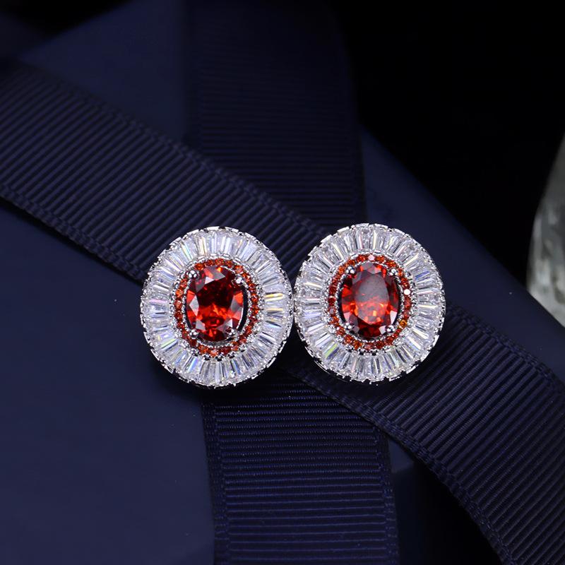 KR33 DR66 New Fashion High Quality temperament Step Square Crystal Ear Nail Anti Allergy For Women Jewelry