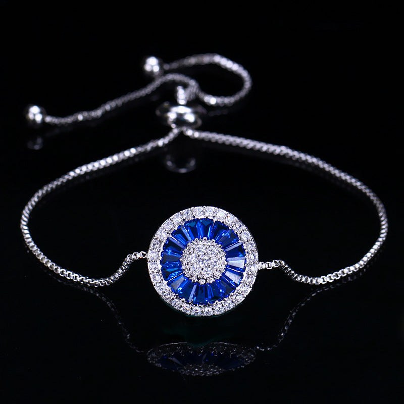 TDB New Fashion Luxury Round Ladder Square Bracelet Adjustable Pull Handle Beautiful Crystal Bracelet For Women Jewelry