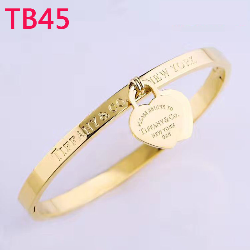 TB45 New Fashion Titanium steel  bracelet bangle for Women gift Couples Cubic Zirconia Wedding gift