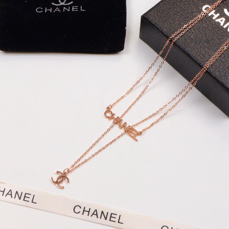 NE123  Fashion Brand Titanium Steel Jewelry Design Letter Necklace beautiful For Women Necklace