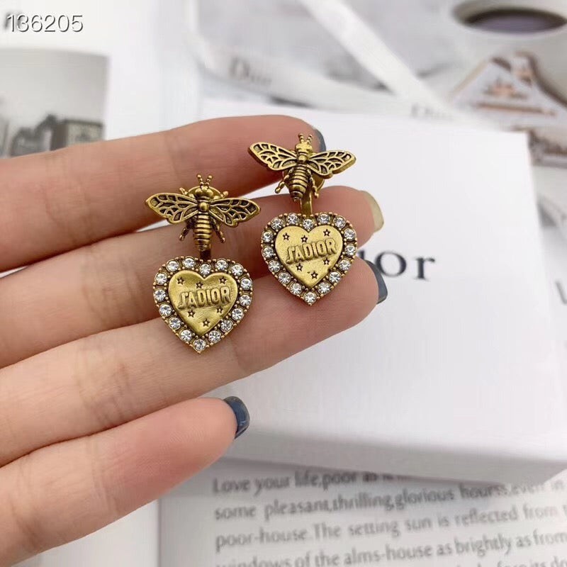 DR-24  Fashion  Brand Stainless Steel Peach heart Jewelry Design Stud Earring For Women Gold Earrings