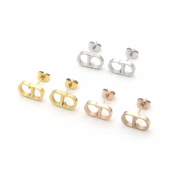 DE101 Hot sale Fashion Titanium Stainless Steel Wedding earring Bague Femme for woman gift