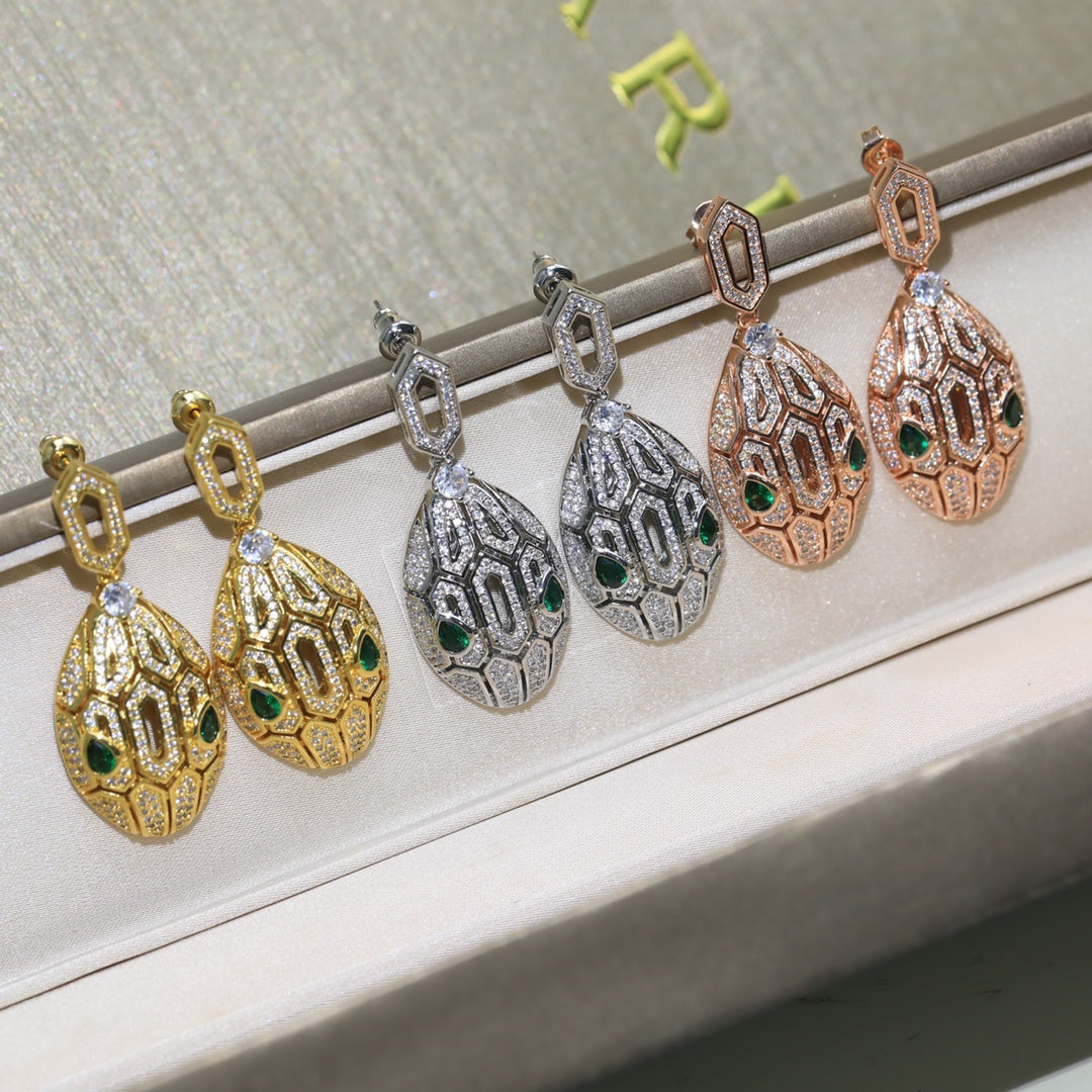 BEM03 New arrive fashion gold full cz earrings 3color for woman beautiful jewelry to choose gift