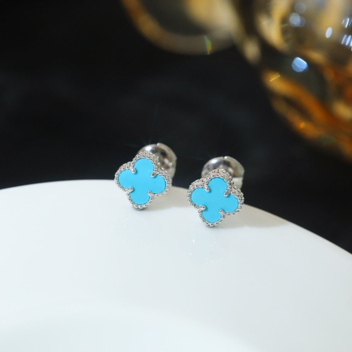 FY86   Fashion Design Stud flowerblue color Earring Charm For Women Gold  Earrings Jewelry