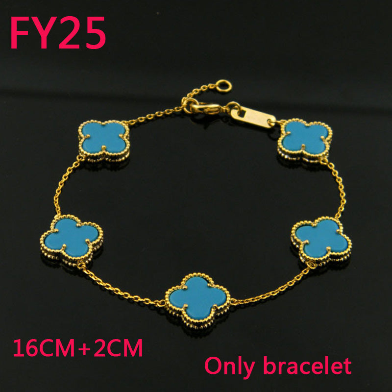 FY25 New Fashion Titanium steel Gold White Bracelet beautiful for Women Charm Bracelet Couples gift