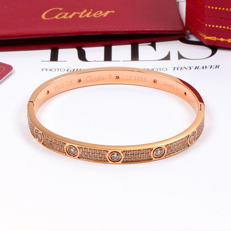 CD2 Titanium steel Men women  bracelets with full CZ silver rose gold bangle with dust bag