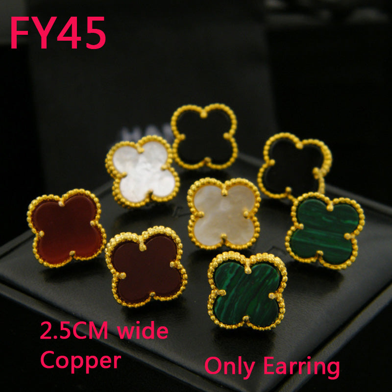 FY45 New Fashion Titanium steel colours black white /red /green earring for Women Charm flower bangle Couples