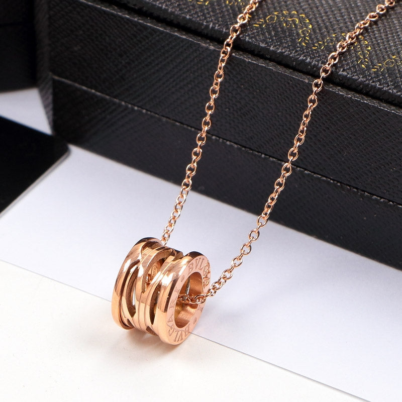 BU08 New Fashion Titanium steel Necklace for Women Couples Anel Cubic Zirconia Wedding Bands gift