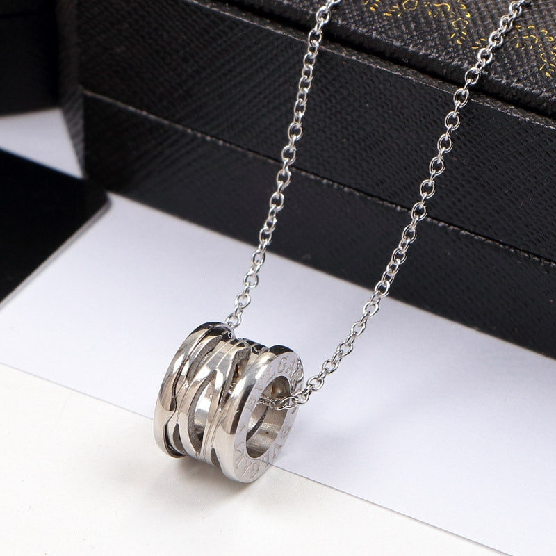 BU08 New Fashion Titanium steel Necklace for Women Couples Anel Cubic Zirconia Wedding Bands gift