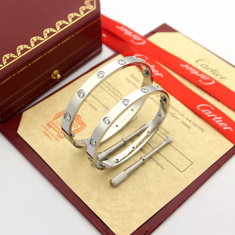 BC150 Hot sale 316L Fashion Stainless Steel bracelet&bangle with 10 stones and with screwdriver with dust bag