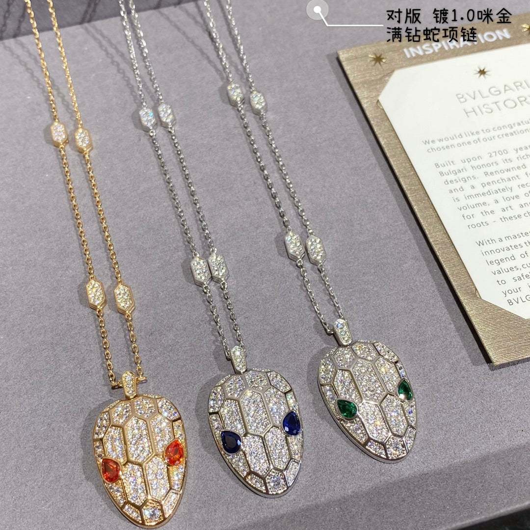 BEM011 New fashion gold full crystal blue green red 3color Necklace for woman beautiful jewelry to choose gift