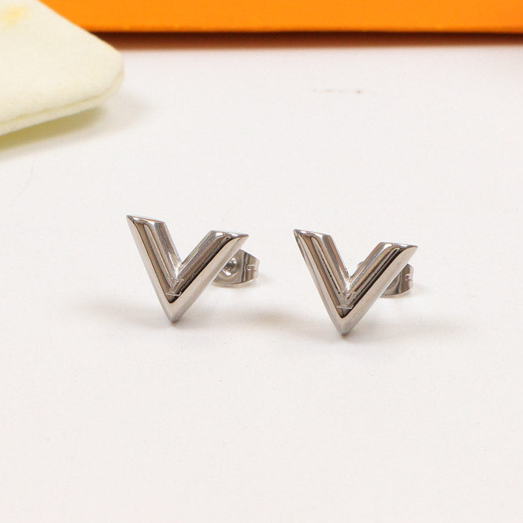 VT908  New Fashion Titanium steel Gold/silver/rose  earring beautiful for Women Couples Cubic Zirconia gift to choose