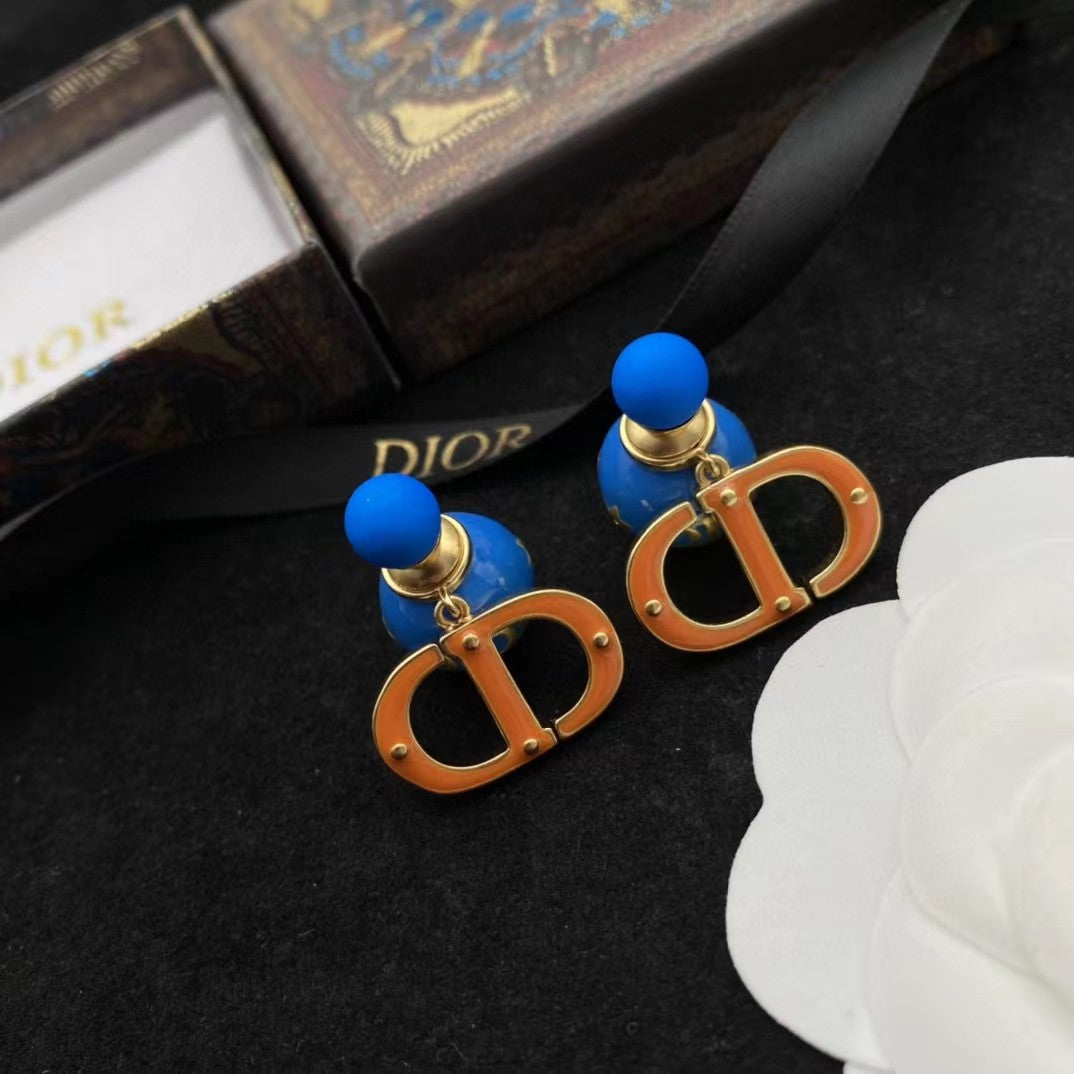 DEM23 New arrive fashion gold color blue and yellow earring  for woman jewelry beautiful jewelry no with box