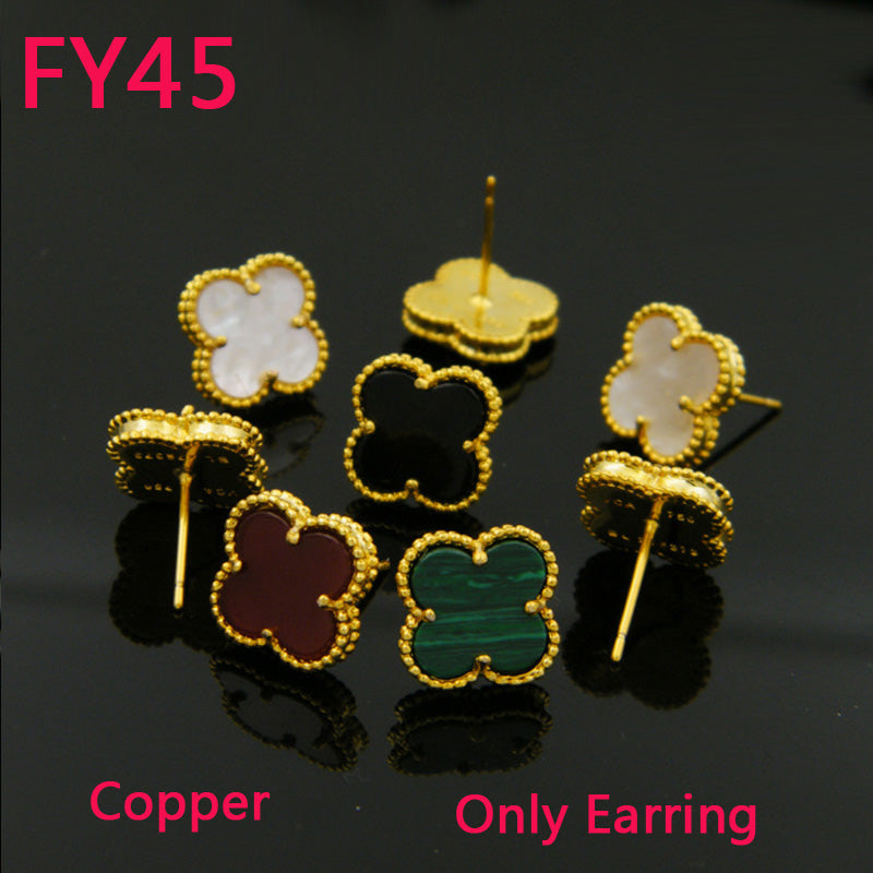 FY45 New Fashion Titanium steel colours black white /red /green earring for Women Charm flower bangle Couples