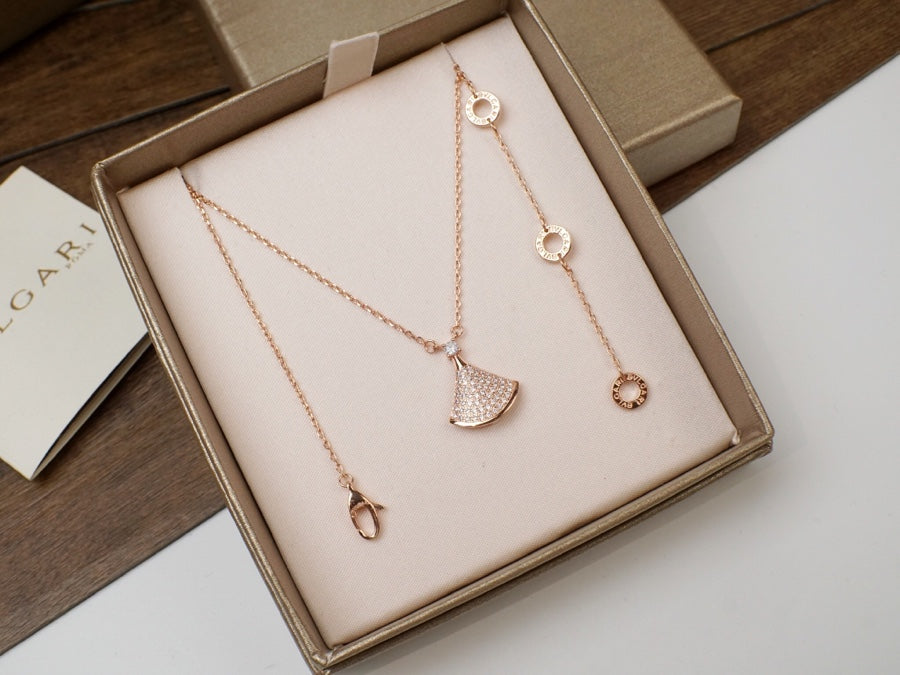 BEM13 fashion gold full cz silver and rose 2 color Necklace for woman beautiful jewelry to choose gift