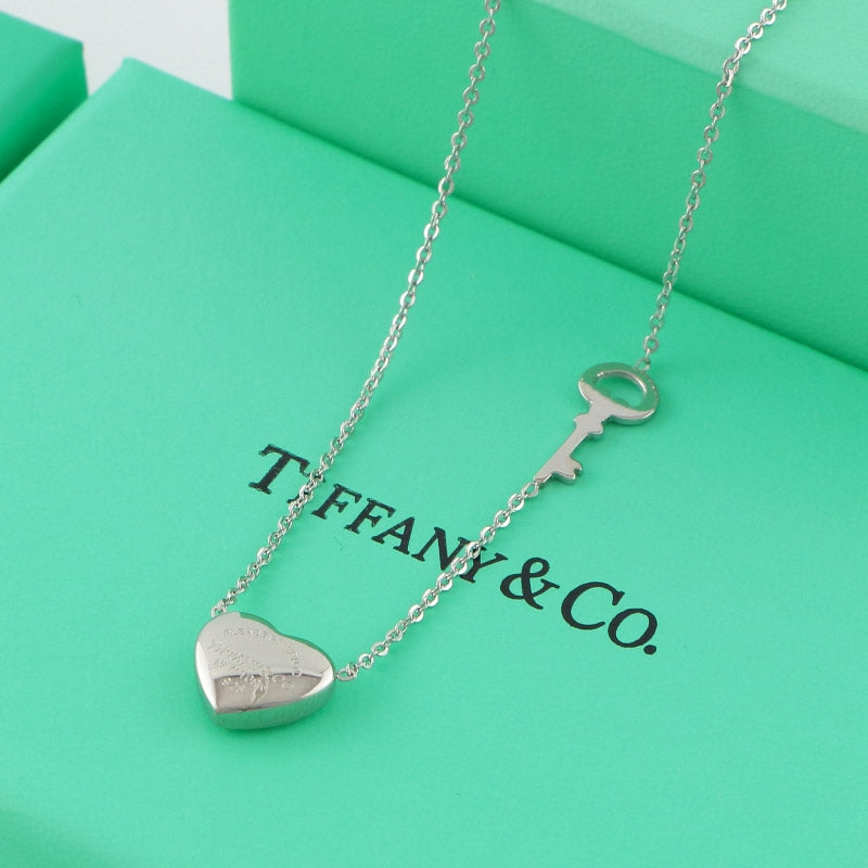 TB25 New Fashion Titanium steel Necklace for Women gift Couples Cubic Zirconia Wedding Necklace