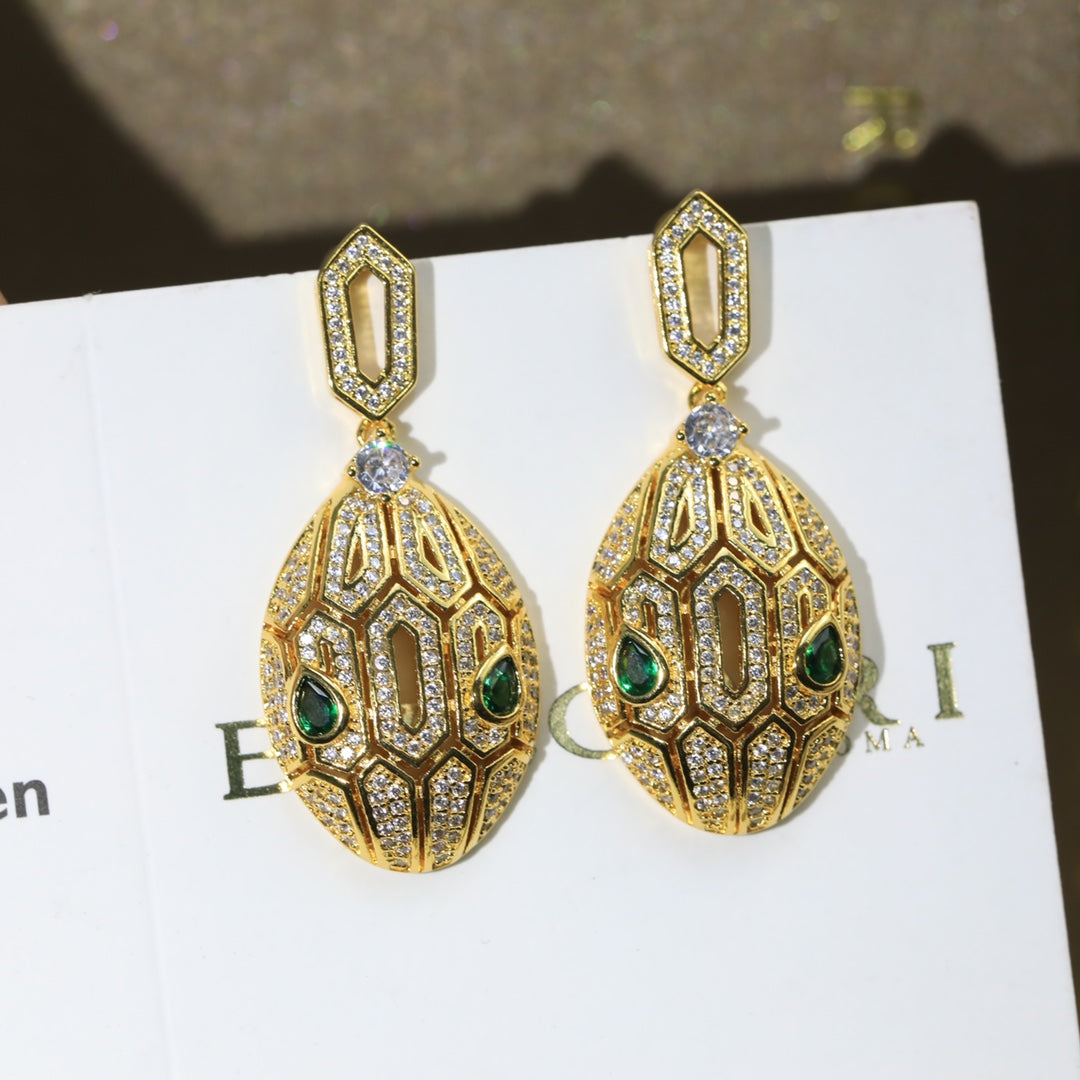 BEM03 New arrive fashion gold full cz earrings 3color for woman beautiful jewelry to choose gift