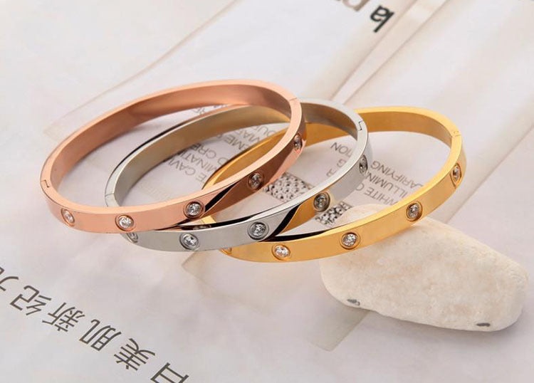 Fashion Gold Plating Bracelets&Bangles for Women Rose Gold Color Charming CZ Cuff Bracelet  Jewellery Gift