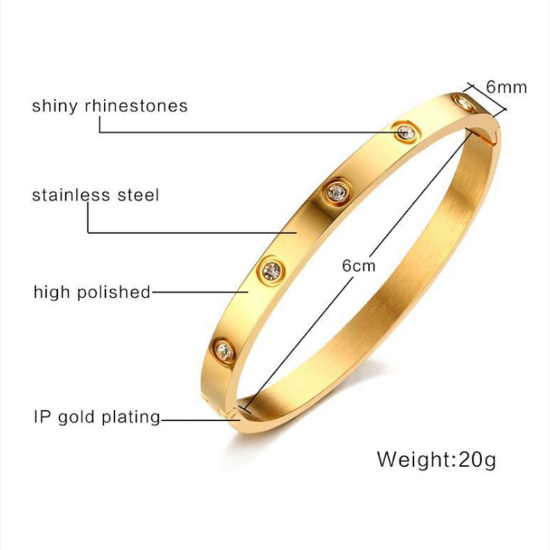 Fashion Gold Plating Bracelets&Bangles for Women Rose Gold Color Charming CZ Cuff Bracelet  Jewellery Gift