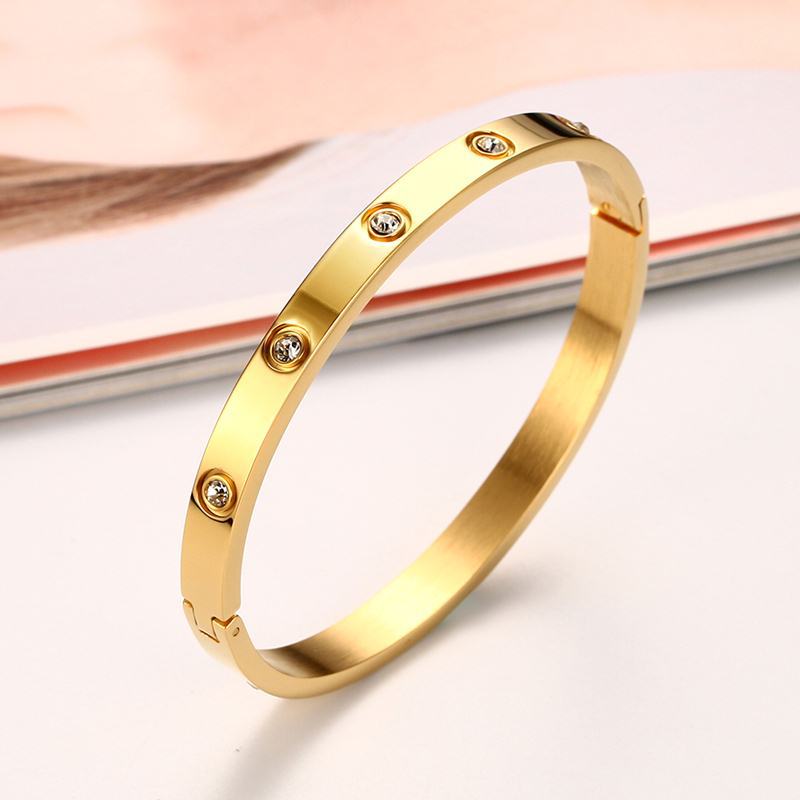 Fashion Gold Plating Bracelets&Bangles for Women Rose Gold Color Charming CZ Cuff Bracelet  Jewellery Gift