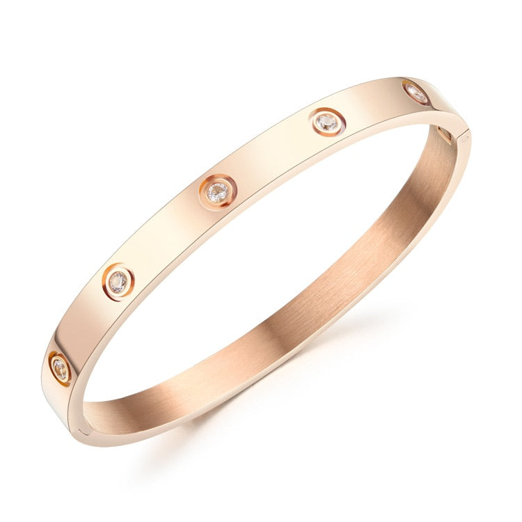 Fashion Gold Plating Bracelets&Bangles for Women Rose Gold Color Charming CZ Cuff Bracelet  Jewellery Gift